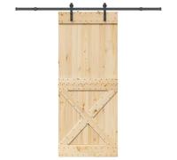 SKM Porte coulissante et kit de quincaillerie 90x210 cm pin Massif,Quincaillerie,Matériaux de Construction,Portes,Brun,34.38KG,3332757