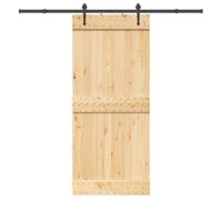 SKM Porte coulissante et kit de quincaillerie 90x210 cm pin Massif,Quincaillerie,Matériaux de Construction,Portes,Brun,31.21KG,3332697