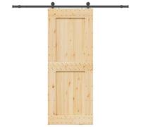 SKM Porte coulissante et kit de quincaillerie 90x210 cm pin Massif,Quincaillerie,Matériaux de Construction,Portes,Brun,34.51KG,3332721