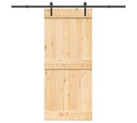 SKM Porte coulissante et kit de quincaillerie 90x210 cm pin Massif,Quincaillerie,Matériaux de Construction,Portes,Brun,31.38KG,3332661