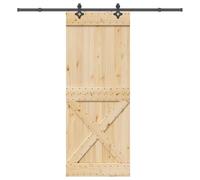 SKM Porte coulissante et kit de quincaillerie 90x210 cm pin Massif,Quincaillerie,Matériaux de Construction,Portes,Brun,34.14KG,3332781