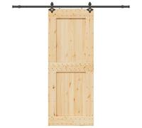 SKM Porte coulissante et kit de quincaillerie 90x210 cm pin Massif,Quincaillerie,Matériaux de Construction,Portes,Brun,35.14KG,3332733