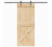 SKM Porte coulissante et kit de quincaillerie 95x210 cm pin Massif,Quincaillerie,Matériaux de Construction,Portes,Brun,36.21KG,3332794