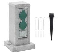SKM Prise d'extérieur avec Piquet à 4 Voies Aspect de Pierre Gris,Quincaillerie,Accessoires électriques,Prises de Courant,1.54KG,4010104