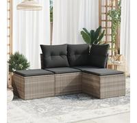 SKM Salon de Jardin 4 pcs avec Coussins Gris Clair résine tressée,Meubles,Mobilier de Jardin,Salons de Jardin,Gris,32.2KG,3249321