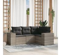SKM Salon de Jardin 4 pcs avec Coussins Gris Clair résine tressée,Meubles,Mobilier de Jardin,Salons de Jardin,Gris,40.2KG,3254849