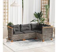 SKM Salon de Jardin 4 pcs avec Coussins Gris résine tressée,Meubles,Mobilier de Jardin,Salons de Jardin,Gris,38.2KG,3261801