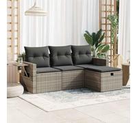 SKM Salon de Jardin 4 pcs avec Coussins Gris résine tressée,Meubles,Mobilier de Jardin,Salons de Jardin,Gris,36.2KG,3325456