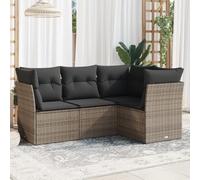 SKM Salon de Jardin 4 pcs avec Coussins Gris résine tressée,Meubles,Mobilier de Jardin,Salons de Jardin,Gris,36.2KG,3217580