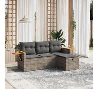SKM Salon de Jardin 4 pcs avec Coussins Gris résine tressée,Meubles,Mobilier de Jardin,Salons de Jardin,Gris,34.2KG,3265491