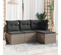 SKM Salon de Jardin 4 pcs avec Coussins Gris résine tressée,Meubles,Mobilier de Jardin,Salons de Jardin,Gris,32.8KG,3249339