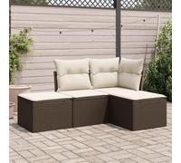 SKM Salon de Jardin 4 pcs avec Coussins Marron résine tressée,Meubles,Mobilier de Jardin,Salons de Jardin,Brun,32.6KG,3249322
