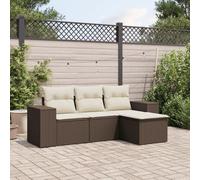 SKM Salon de Jardin 4 pcs avec Coussins Marron résine tressée,Meubles,Mobilier de Jardin,Salons de Jardin,Brun,36.2KG,3254810