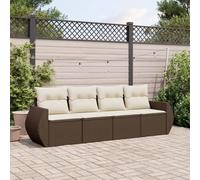 SKM Salon de Jardin 4 pcs avec Coussins Marron résine tressée,Meubles,Mobilier de Jardin,Salons de Jardin,Brun,32.6KG,3221082