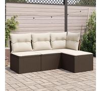 SKM Salon de Jardin 4 pcs avec Coussins Marron résine tressée,Meubles,Mobilier de Jardin,Salons de Jardin,Brun,30.2KG,3217503