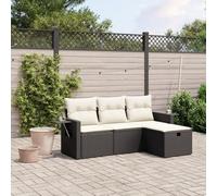 SKM Salon de Jardin 4 pcs avec Coussins Noir résine tressée,Meubles,Mobilier de Jardin,Salons de Jardin,Noir,32.5KG,3263752