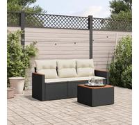SKM Salon de Jardin 4 pcs avec Coussins Noir résine tressée,Meubles,Mobilier de Jardin,Salons de Jardin,Noir,32.4KG,3225762