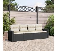 SKM Salon de Jardin 4 pcs avec Coussins Noir résine tressée,Meubles,Mobilier de Jardin,Salons de Jardin,Noir,32.4KG,3218666