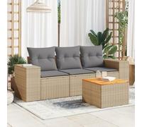 SKM Salon de Jardin avec Coussins 4 pcs Beige résine tressée,Meubles,Mobilier de Jardin,Salons de Jardin,Beige,38.2KG,3257648