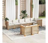 SKM Salon de Jardin avec Coussins 8 pcs Beige résine tressée,Meubles,Mobilier de Jardin,Salons de Jardin,Beige,75KG,3261892