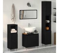 SKM Set de Meubles de Salle de Bain avec Stockage 3 pcs Chêne Noir,Meubles,Ensembles de Meubles,Ensembles de mobilier pour salles de Bains,Noir,49.2KG,3333099