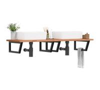 SKM Supports d'étagères pour lavabo 2 pcs Noir trapèze Acier,Quincaillerie,Accessoires de quincaillerie,Supports et équerres de Renfort,Noir,4.16KG,4007287