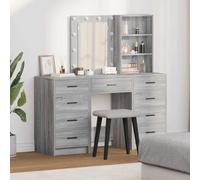 SKM Table de Toilette 3 pcs Gris 40 x 41 x 135 cm Bois d'ingénierie,Meubles,Armoires & Meubles de Rangement,Meubles-lavabos,Coiffeuses,Gris,62.4KG,3334223