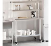 SKM Table de Travail de Cuisine avec étagère 110x55x150 cm INOX,Entreprise & Industrie,Restauration,23.5KG,3208909