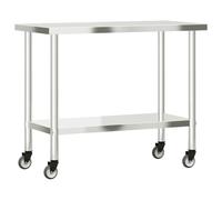 SKM Table de Travail de Cuisine avec Roues 110x55x85 cm INOX,Entreprise & Industrie,Restauration,12.9KG,376464