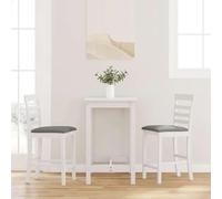 SKM Tabourets de avec Coussins 2 pcs Blanc Bois Massif d'hévéa,Meubles,Fauteuils et chaises,Tabourets de,Blanc,12.6KG,4102541