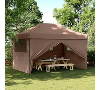 SKM Tente de réception Pliable escamotable avec 4 parois latérales,Maison & Jardin,Pelouses & Jardins,Vie en extérieur,Structures extérieures,Auvents & abris,Brun,22KG,4004980