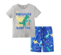 Skmanthn Ensemble Pyjama en Coton pour Enfants Ensemble Pyjama Dinosaure 2 pièces Ensemble garçon 2-8 Ans