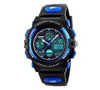 SKMEI Enfants Garçons Filles Analogique Digital Del Rétro-éclairage Montres Semaine Alarme Chronographe Montre Bracelet bleu foncé