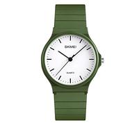 SKMEI Femmes Montre-bracelet Imperméable pour Filles et Femmes, Robe Décontractée Analogique à Quartz, Lyndee, Bracelet en Polyuréthane Vert, 30 Mètres, Boucle, ABS, Polyuréthane, Coffret Cadeau