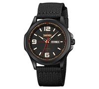 SKMEI Montre à quartz étanche pour homme avec bracelet en nylon, Noir, Moderne