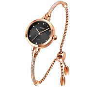 SKMEI Montre bracelet pour femme - Petite montre à quartz analogique de luxe - Style décontracté - Or rose