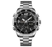 SKMEI Montre chronographe à quartz analogique en acier inoxydable pour homme - Étanche - Montre d'affaires