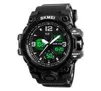 SKMEI Montre de sport militaire analogique numérique étanche lumineuse pour homme avec date, semaine, alarme, montre tactique, 1155B-Noir