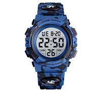 SKMEI Montre de sport numérique pour enfants avec alarme LED et alarme 50 m Bleu foncé