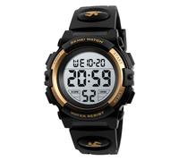 SKMEI Montre de sport numérique pour enfants avec LED étanche, alarme, chronomètre pour garçons, 1266-Doré