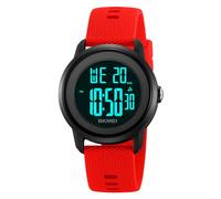 SKMEI Montre de sport numérique pour enfants avec rétroéclairage LED coloré étanche multifonction pour garçons et filles, Rouge