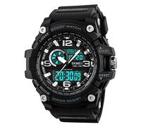 SKMEI Montre de sport numérique pour homme - Étanche jusqu'à 50 m - Écran LED - Grand cadran - Chronomètre - Alarme, noir, Numérique