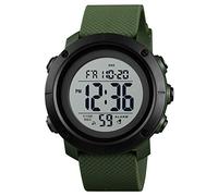 Skmei Montre de sport numérique pour homme - Étanche jusqu'à 50 m - LED - Multifonction - Chronomètre - Compte à rebours - Alarme automatique de la date, Vert, noir, blanc, Classique