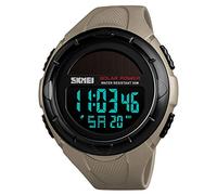 Skmei Montre de sport numérique solaire pour homme, étanche à 50 m, grand cadran noir avec chronomètre, alarme et LED résistante aux chocs 1.8*2*0.59 inch kaki