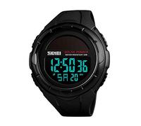Skmei Montre de sport numérique solaire pour homme, étanche à 50 m, grand cadran noir avec chronomètre, alarme et LED résistante aux chocs Militaire 1.8*2*0.59 inch noir
