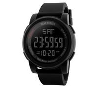 Skmei Montre numérique de sport pour homme avec écran LED - Grand cadran électronique - Montre militaire étanche - Alarme - Chronomètre - Rétroéclairage extérieur - Montre noire décontractée - 1257