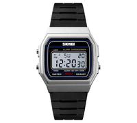SKMEI Montre numérique militaire pour homme multifonction étanche avec calendrier lunminous, Argent 1412, Décontracté