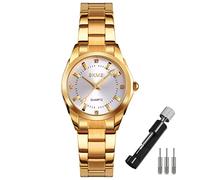 SKMEI Montre pour femme - Étanche - En acier inoxydable - Classique - Analogique - Quartz - Cadeau pour femme - Doré, L1620gold, Bracelet