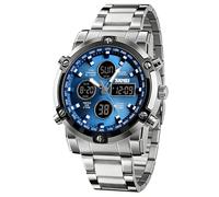 SKMEI Montre pour homme, Montre analogique et numérique militaire étanche avec chronomètre LED multi-fonctions, montres d'affaires en acier inoxydable pour homme, 2.28*1.89*0.63 inches, Sports
