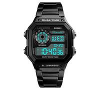 Skmei Smart Noir pour homme montre numérique Affichage clair Bracelet acier inoxydable Date Alarme Chronomètre Dg1335s